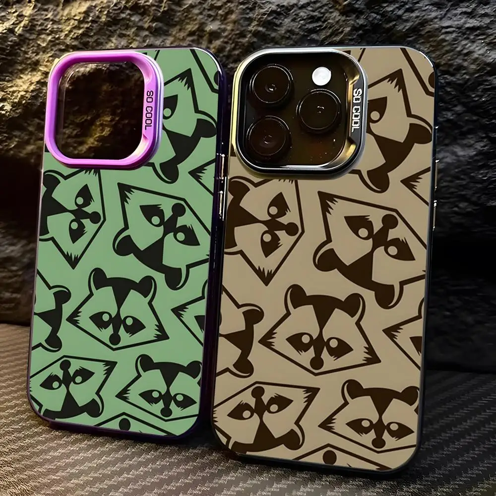 

Raccoon Cute Phone Case For IPhone 16 Pro Max 15 Pro 14 Plus 12 13 X XS Max XR 11 Pro Colorful Silver Cover