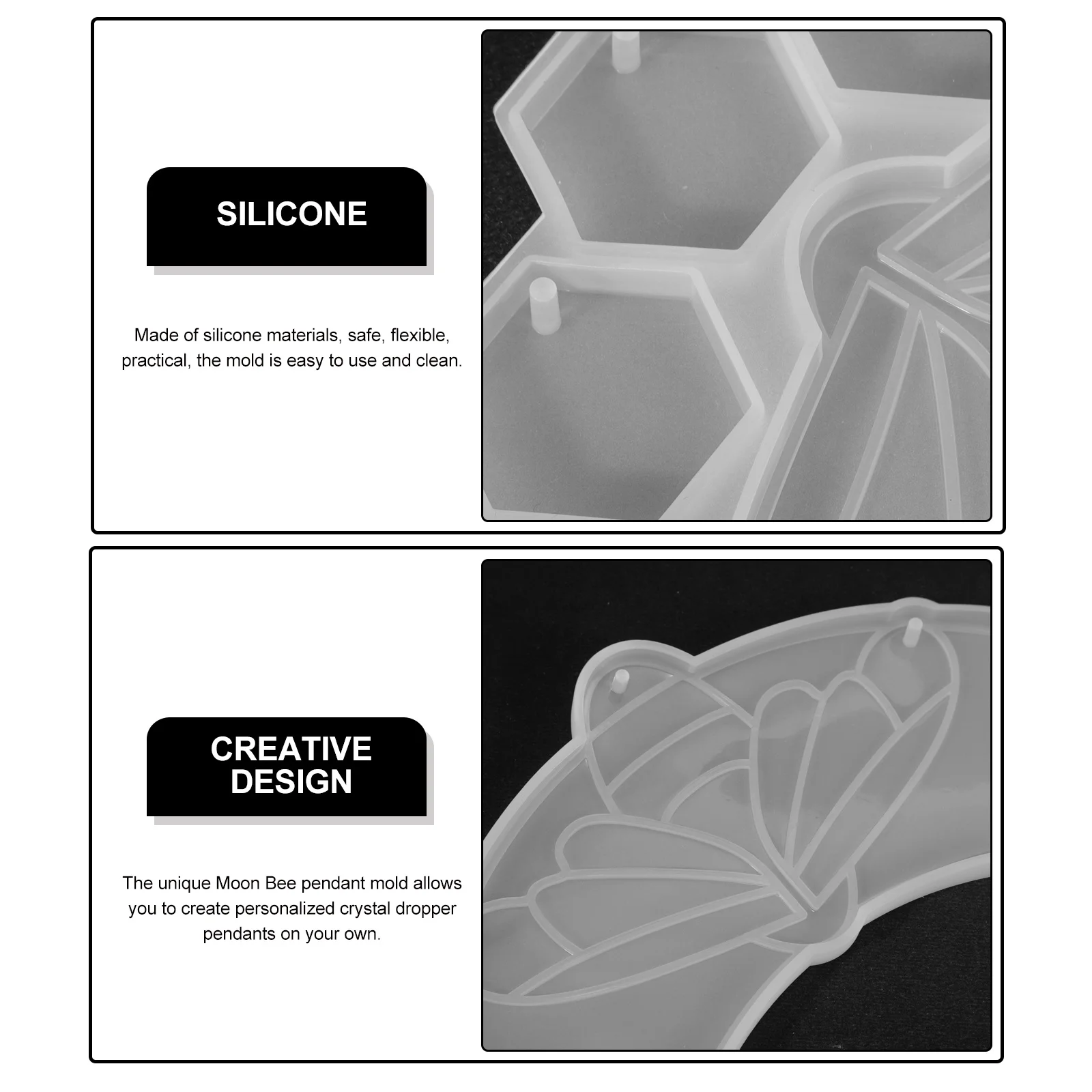 

1Set Moon Bee Hanging Pendant Silicone Mold Durable Flexible Resin Epoxy Mold for DIY Crafts and Wall Decor Home Resin Craft