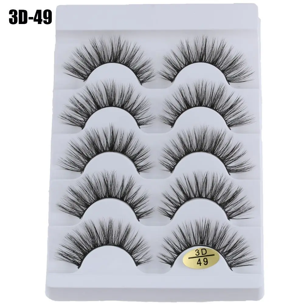 Cruelty-Free Fashion Reusable Handmade Full Strips Natural Long Wispy Fluffy False Eyelashes 3D Faux Mink Hair