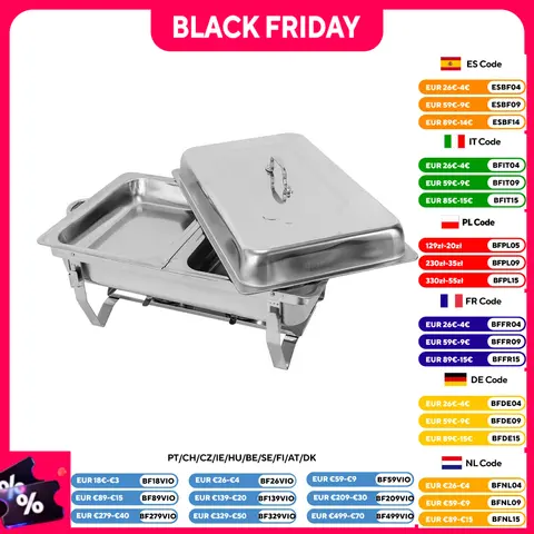 Stainless Steel Chafing Dish Set Banquet Catering Food Warmer Pan with Lid and Food Pan for Restaurant Catering Parties Weddings