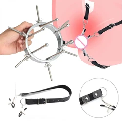 BDSM Thigh Labia Spreader Straps With Clamps Clip Onto Clitoris Spread Pussy Open Vagina Stimulator Adult Sex Toys