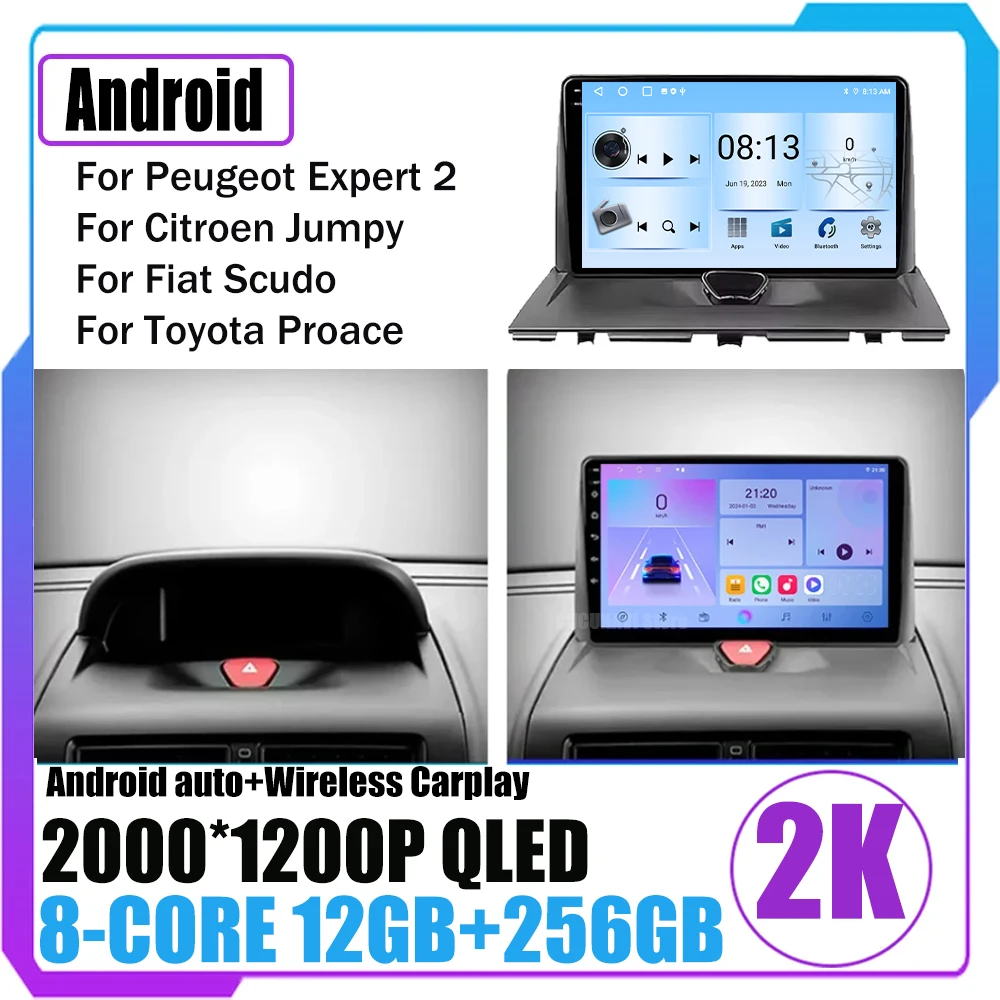 Android 16 For Peugeot Expert 2 For Citroen Jumpy For Fiat Scudo For Toyota Proace 2007-2017 Car Radio  Multimedia Video Player
