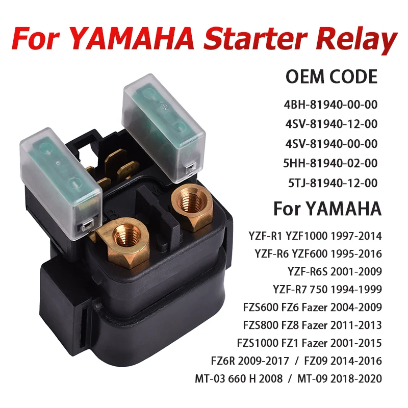 Motorcycle Starter Relay for YAMAHA MT03 MT09 YZF R1 R6 R6S R7 750 FZ6R FZ09 FZ1 FZ6 FZ8 FZS 600 800 1000 Fazer YZF600 RH FJ09
