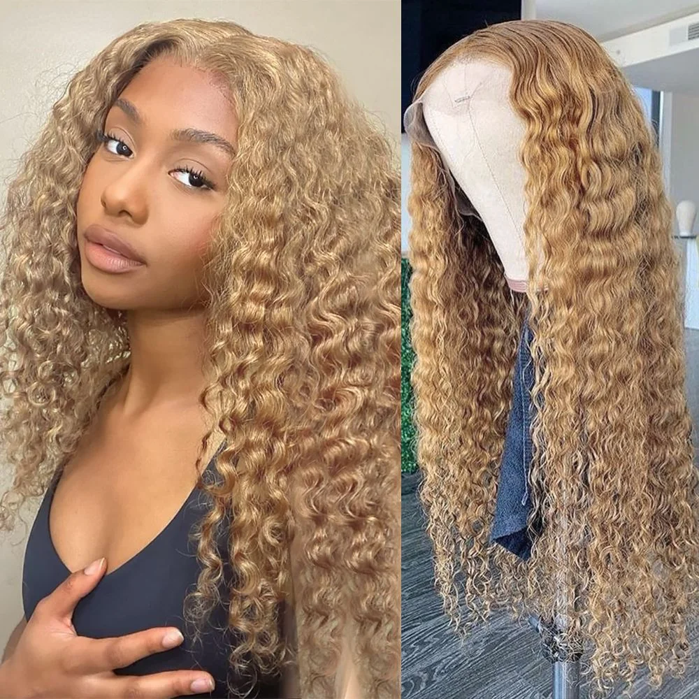 250 Density 30/36 inch 13x4 HD Lace Frontal Wigs for Women Straight 13x6 HD Lace Front Hair 27# Honey Blonde Colored Glueless