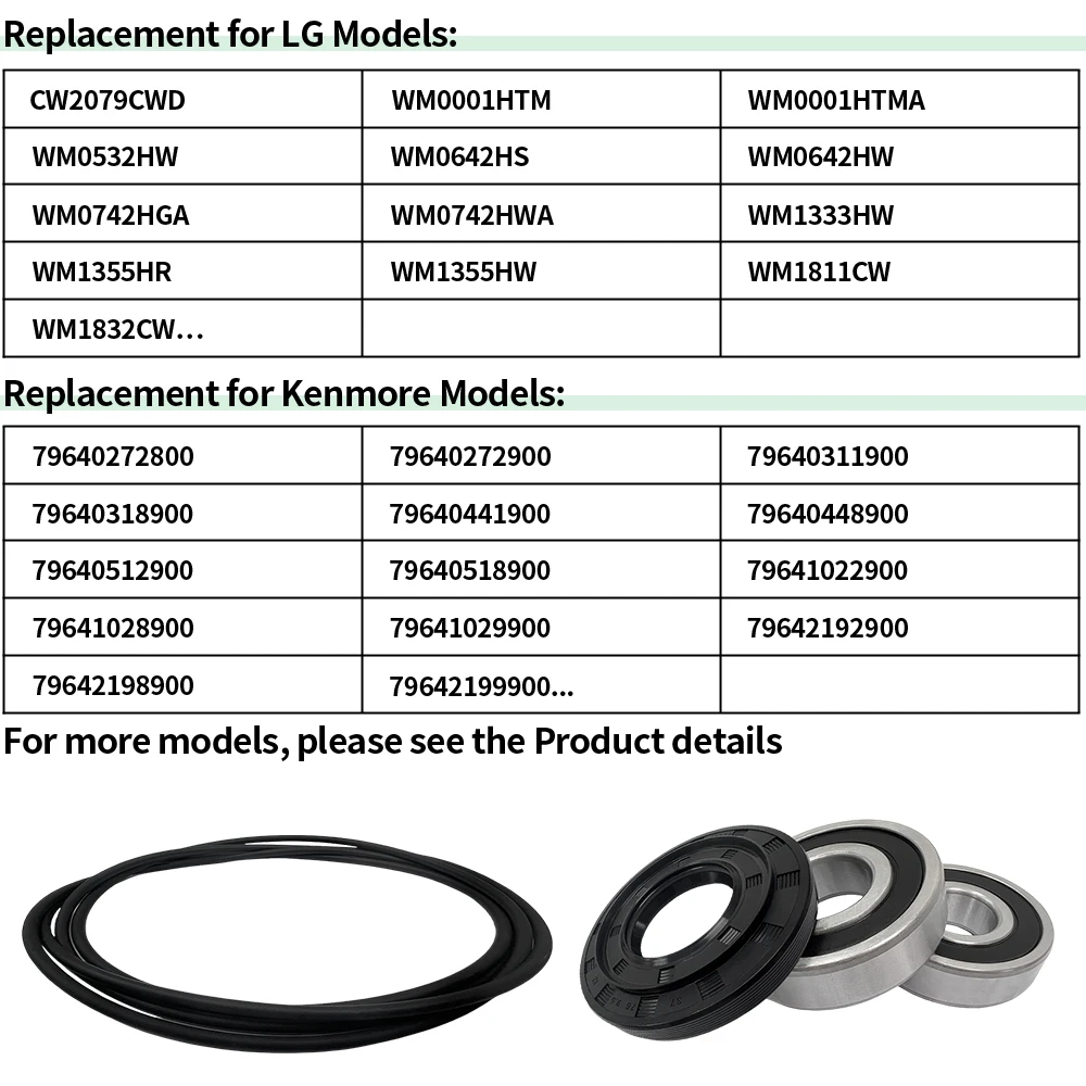 For LG & Kenmore Replacement Part 4036ER2004A 4280FR4048L 4280FR4048E 4036ER4001B Front Load Washer Tub Bearings and Seal Kit