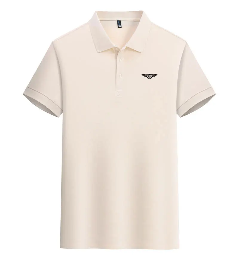 Men\'s high-quality Tencel cotton polo shirt for summer, outdoor sports breathable and sweat absorbing brand top