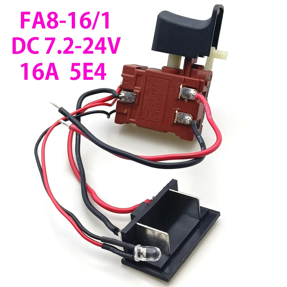 DC7.2-24V 전기 렌치 속도 제어 푸시 버튼 트리거 스위치 DC 충전식 렌치 스위치 FA8-16/1 16A 렌치 액세서리