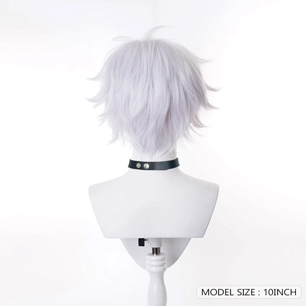Short White Synthetic Straight Wig Anime Game Cosplay Heat Resistant Fluffy Men Wig for Daily Party image 2