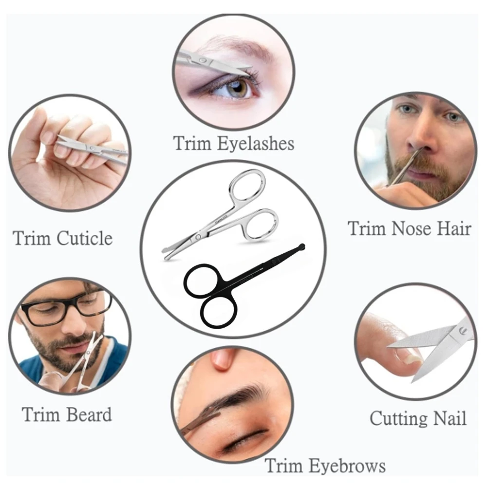 الفولاذ الدقة الأنف مقص عر تقريب المهنية مقص عر الوجه للحواجب اللحية الشارب أدوات التشذيب مع #2