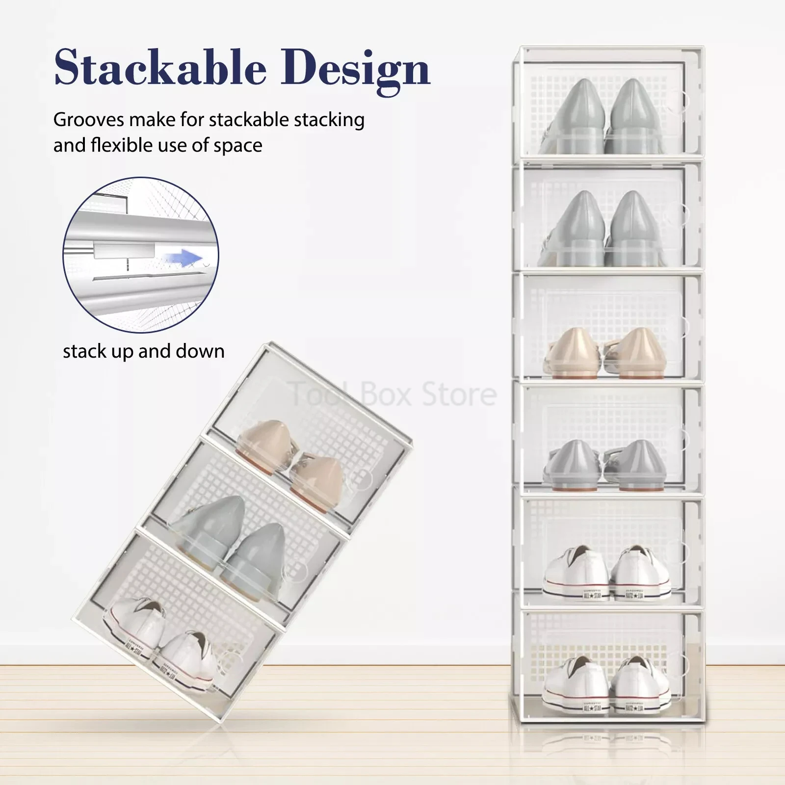 New Shoes Racks Stackable Shoe Box Plastic Thickened Transparent Drawer Cabinet Household Multi-Layer Shoe Shelf Organizer