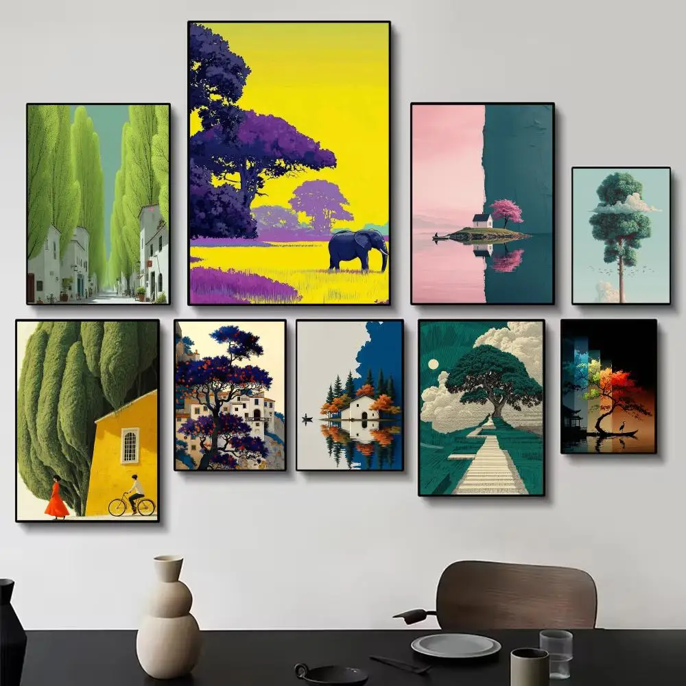 Psychedelic Vivid Dreams Contrasting Color Art Poster Painting Wall Art for Living Room Home Gifts Decor Mural