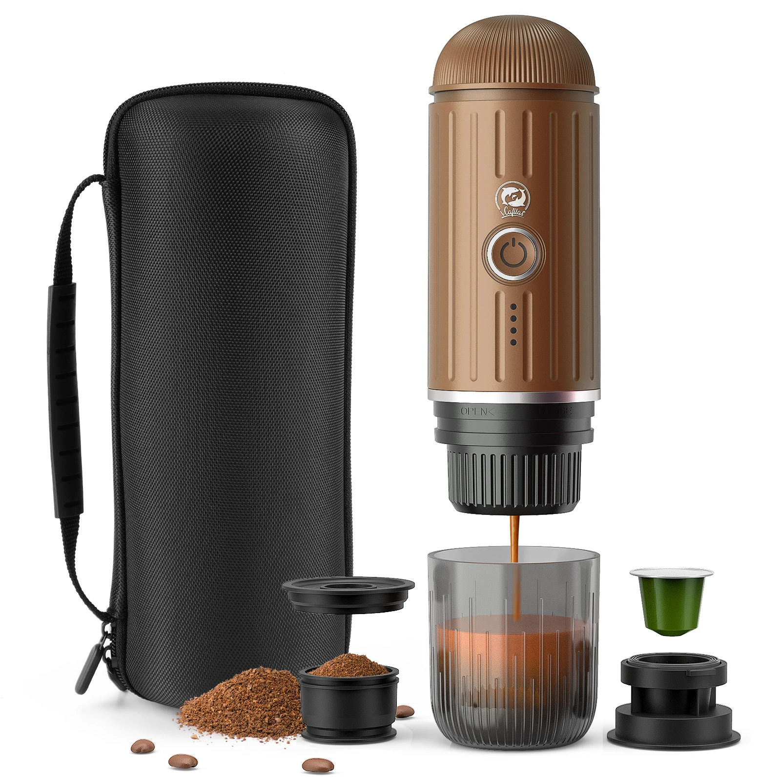 

Portable coffee machine electric Italian coffee machine fast charging travel compatible for Nespresso capsules coffee powder