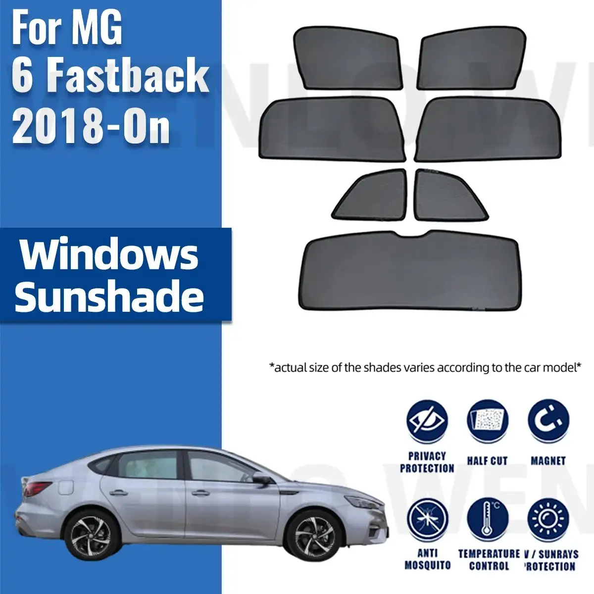 

For MG 6 GT Fastback 2018-2023 Magnetic Car Sunshade Visor Front Rear Windshield Curtain Side Window Sun Shade MG6 Liftback