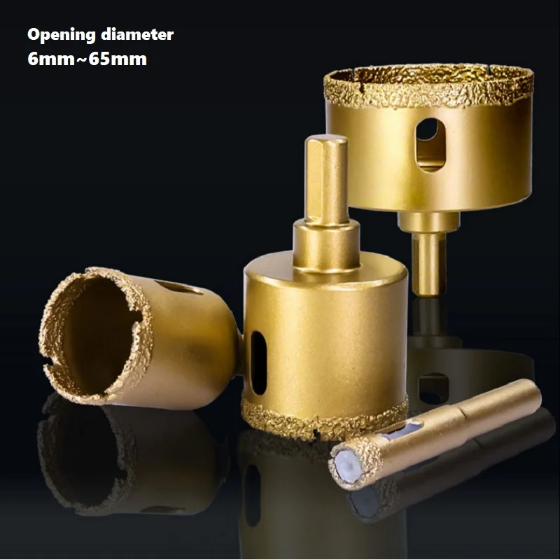 

Паяный алмазный открывалка для отверстий, колонковое сверло для керамической плитки, мрамора, гранита, кирпича, каменная кладка, инструменты для кольцевой пилы 6 мм ~ 65 мм