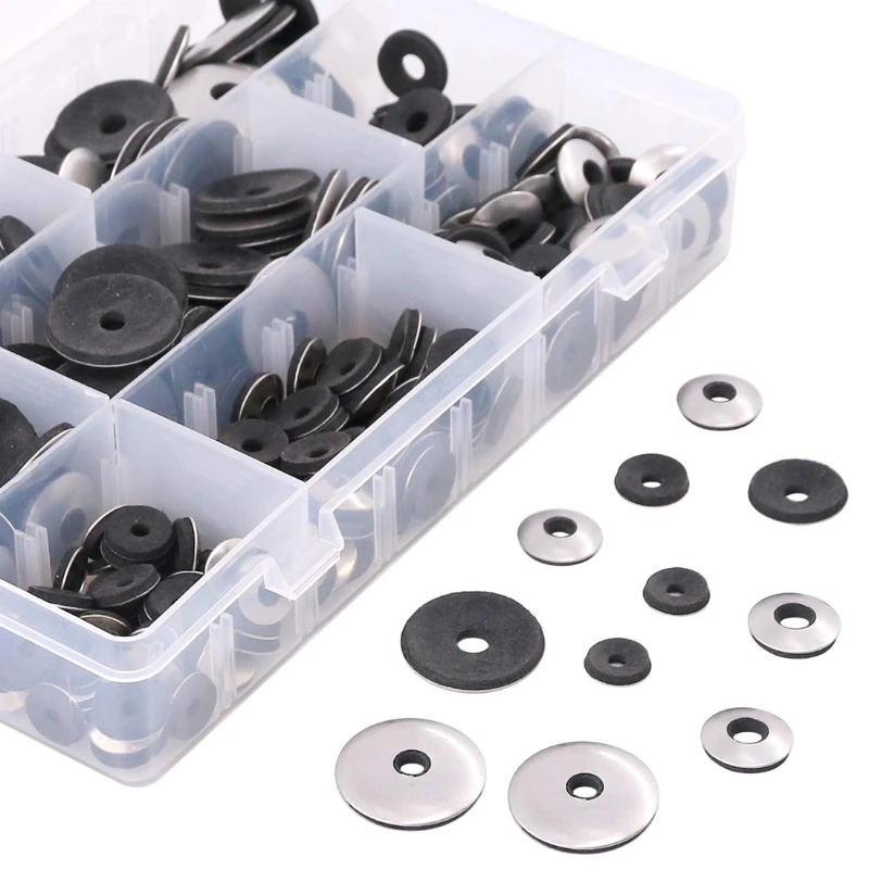 

320Pcs Stainless Steel Neoprene Backed Rubber Bonded Sealing Compound Gaskets Assortment Kit M4 M4.8 M5.5 M6.3 EPDM Washers