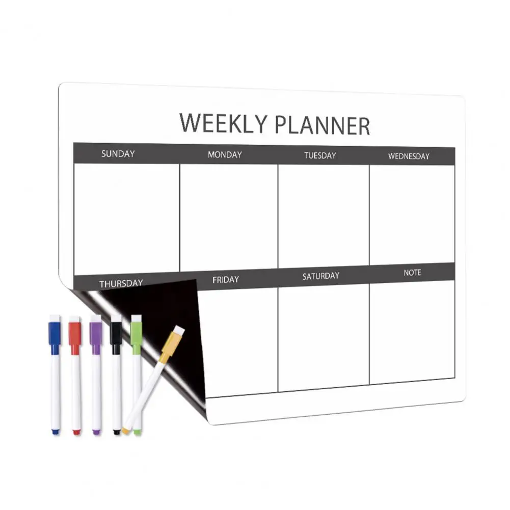 Stain-free Magnetic Calendar Magnetic Message Board Weekly Planner Organize Home Kitchen with An Erasable Writing Surface Fridge