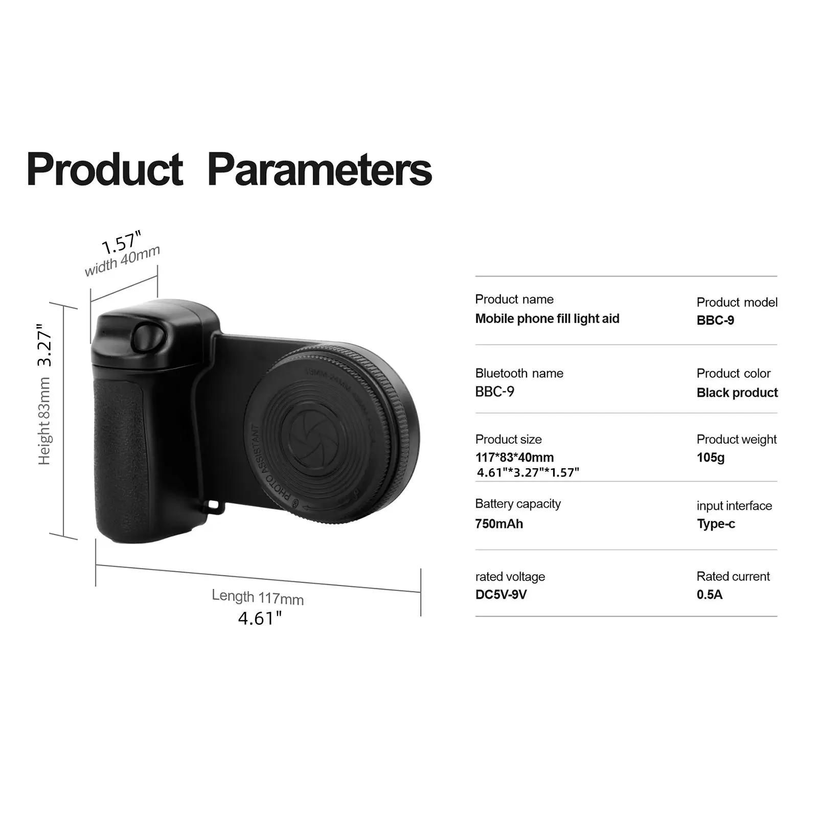 Magnetic Phone CapGrip w/ Fill Light Lamp Hand Grip Handheld Selfie Booster w/ Bluetooth Remote Control Shutter for ios Android