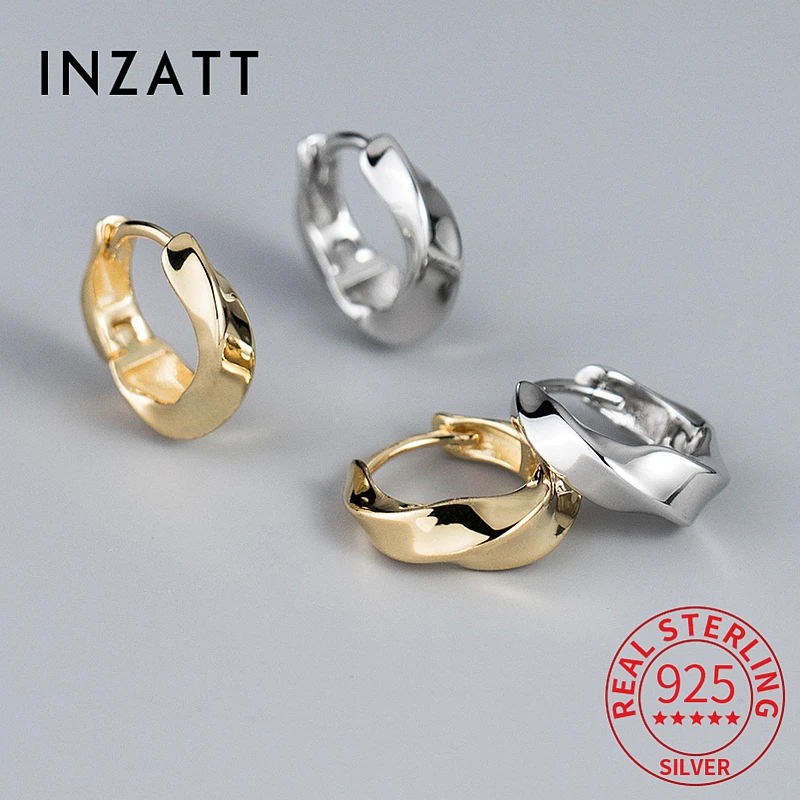 

INZATT Real 925 Sterling Silver Mobius Strip Hoop Earrings for Fashion Women Geometric Fine Jewelry Minimalist Accessories