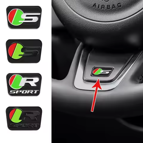Metal S/R Sport Badge 3D Stickers Car Steering Wheel Emblem For Jaguar XE XF XJ F-Type F-Pace XFR XKR XEL XFL XK XJL XJS E-Pace