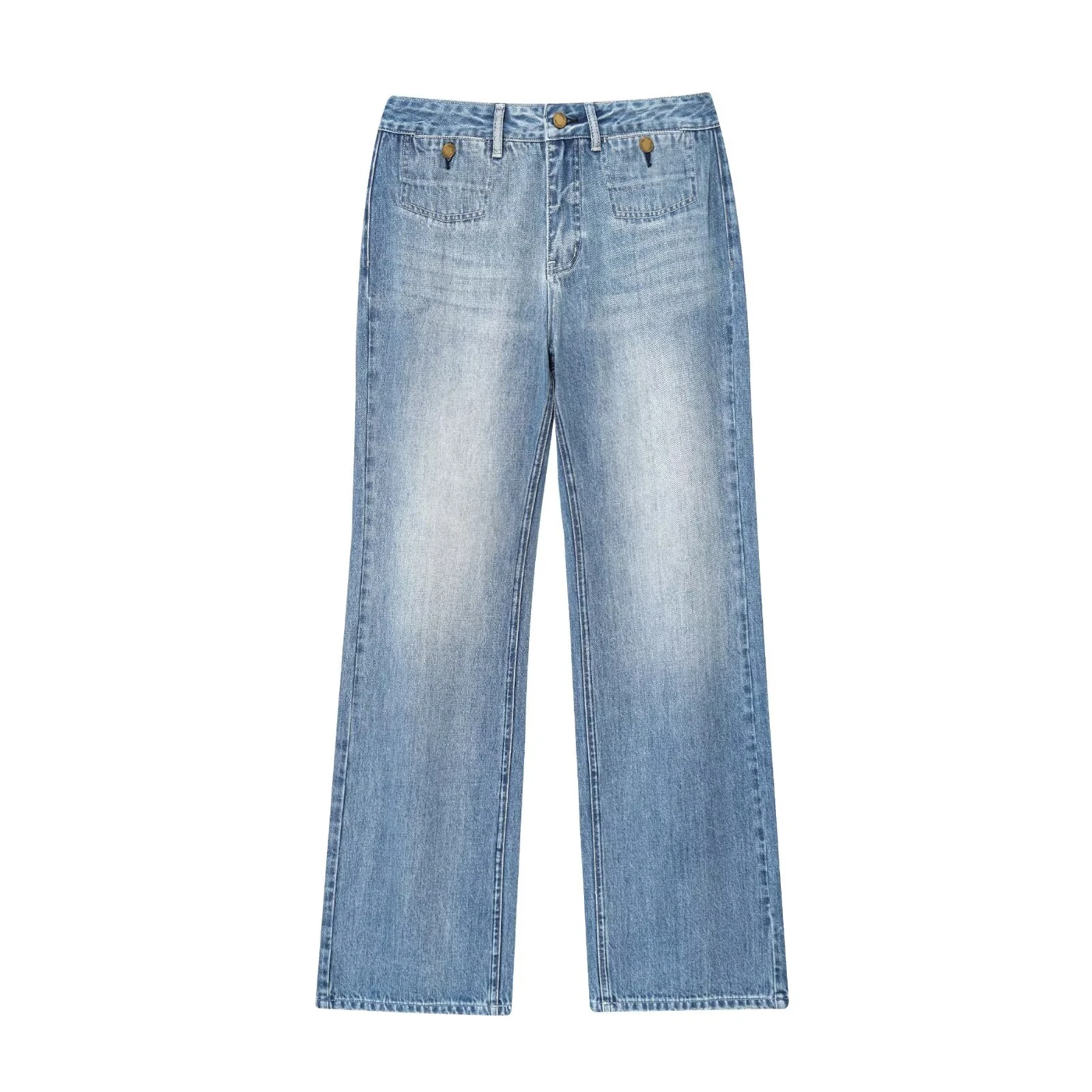 

Women's new wide-legged jeans Fashion casual mid-waist wide-legged jeans Women's with zipper high-waisted pants