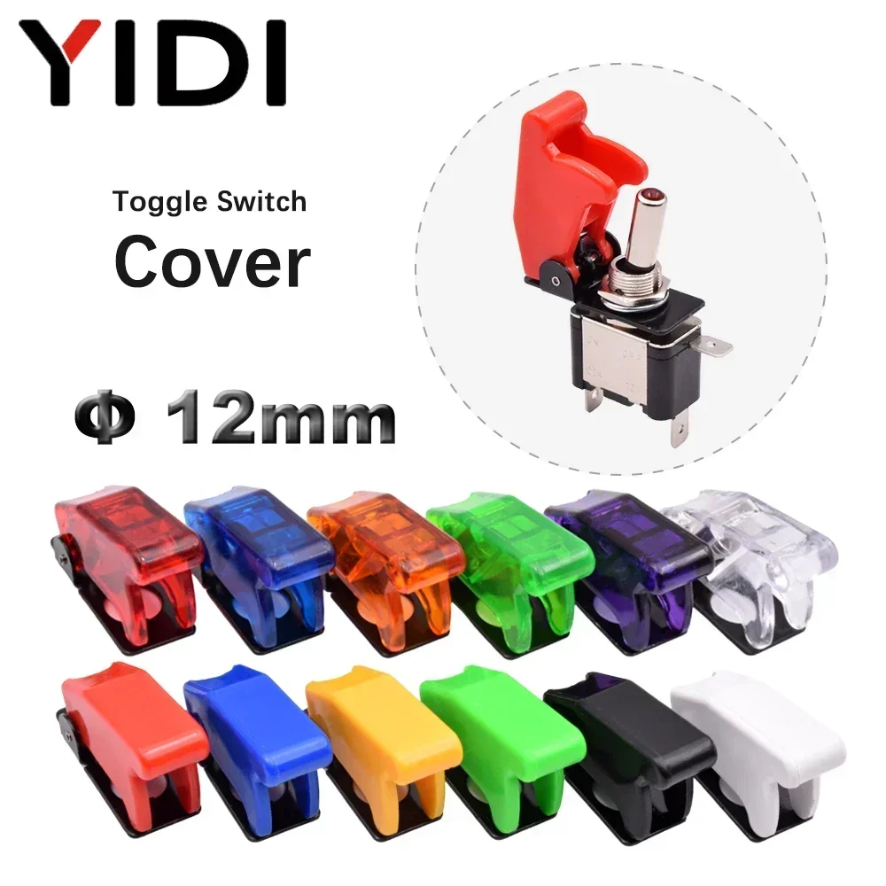 5pcs Safety Dustproof 12mm Toggle Switch Flip Up Cap Dust Cover Guard for Auto Car Boat Truck Aircraft Light Red Black Green