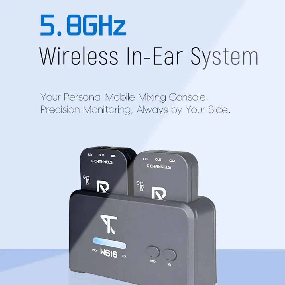 LIVTRA WS16 5.8GHz Wireless IEM System 1T2R Transmitter Receiver Rechargeable Ear Monitor for Music Performance Recording view 3