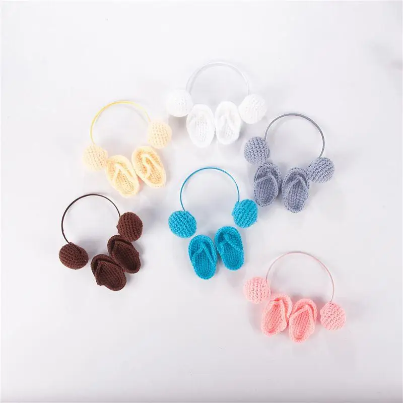 H0XF Lovely Babe Born Accesorios Picture Outfits Coffee Crochet Slippers + Headset