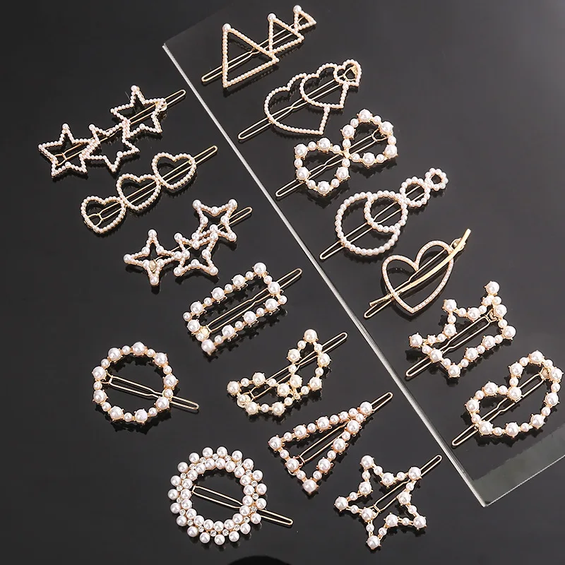 Neue Mode Metall Liebe Herz Haar Clip Elegante Perle Runde Haarspange für Frauen Mädchen Süße Haarnadeln Barrettes Haar Zubehör – Detail 5