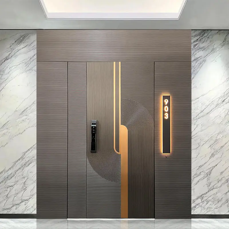 Villa Hotel Extra Large Size Hinged Door Sturdy Bulletproof Aluminum Alloy Entrance Doors High End Heavy Duty Security Doors