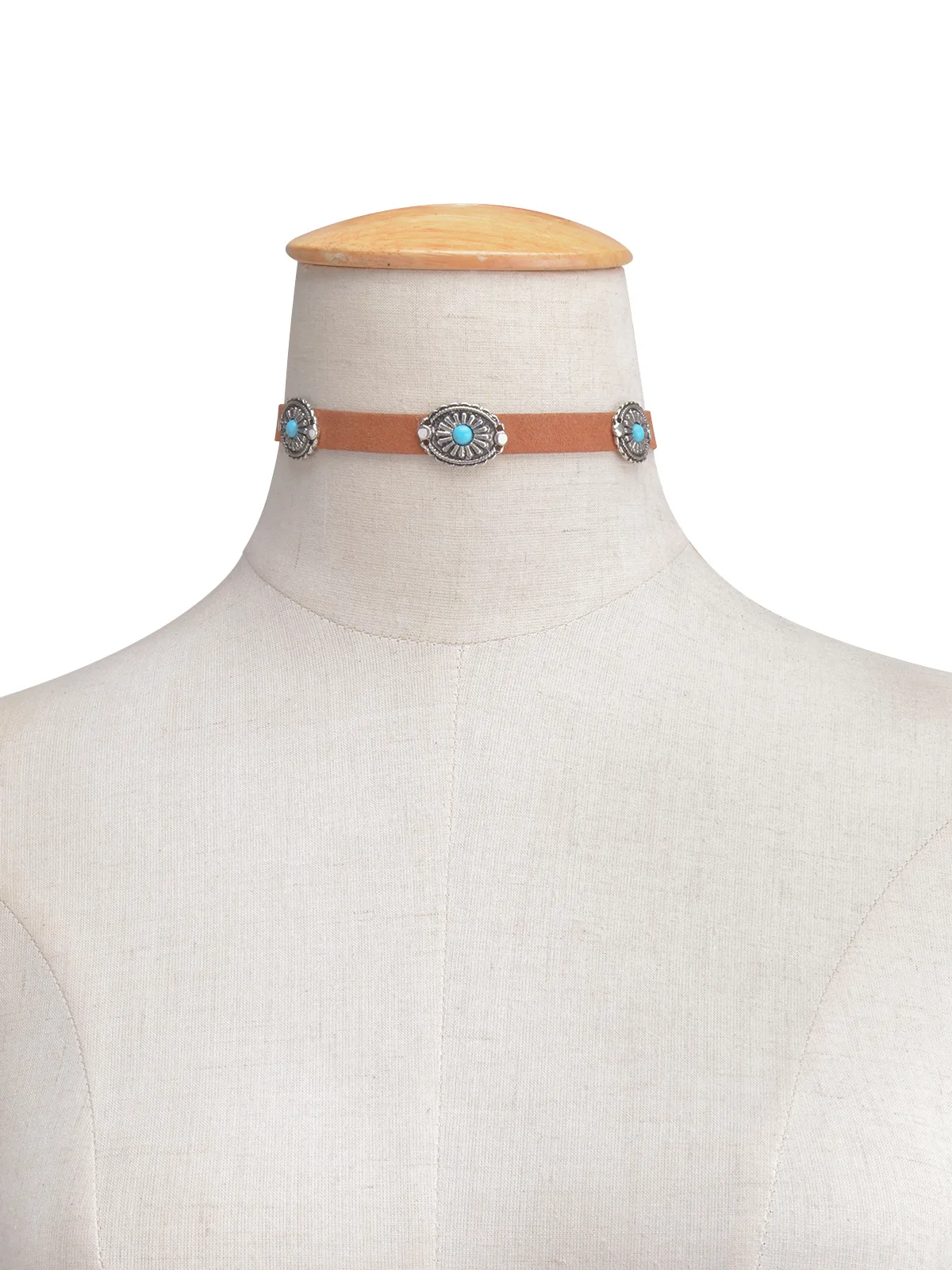 Bohemian Green Natural Stone Flannel Choker Necklace Vintage Brown Collar For Women Adjustable Neck Strap Beach Jewelry