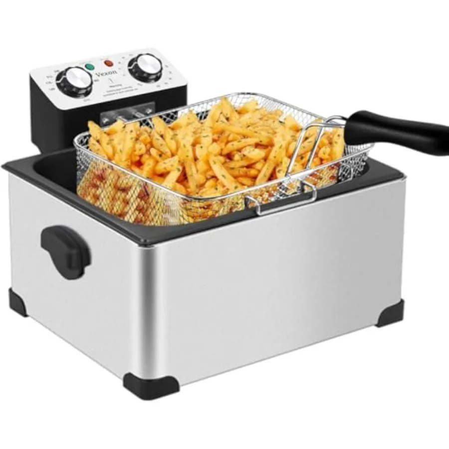 

1800W Deep Fryer with 5L Oil Capacity Stainless Steel Electric Fryer with Removable Basket Adjustable Temperature Control Count