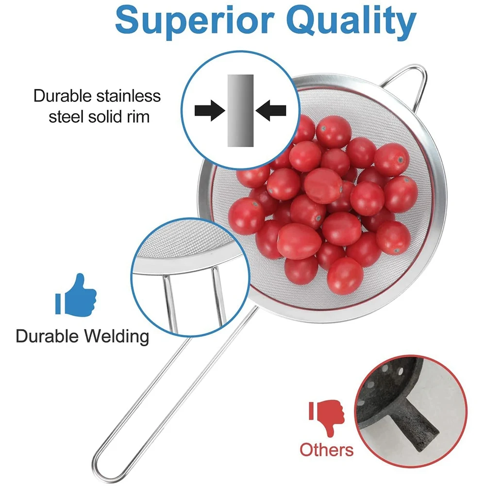 A99X-Sieve Tea Strainers، Sieves and Strainers، Sieve المطبخ، مصفاة شبكية دقيقة، Sieves الدقيق للطبخ والخبز