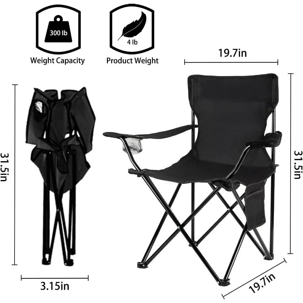 Lightweight Folding Camping Chair - Portable for Beach, Lawn, Outdoor Sports, Supports 250lbs