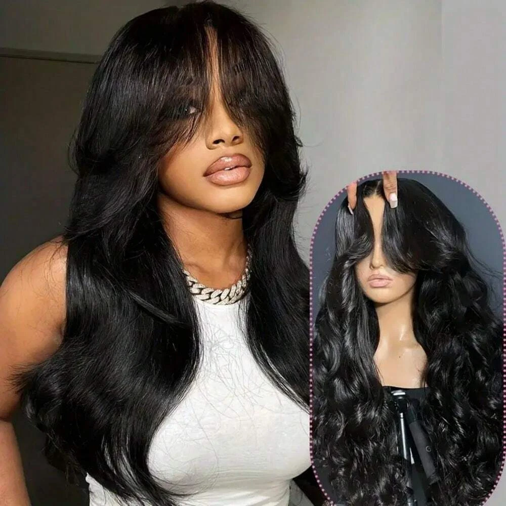 42 Inch 200% Density Body Wave Lace Front Wig Human Hair HD Lace Frontal 13x4 Pre Plucked With Baby Hair For Women Natural Black image 2