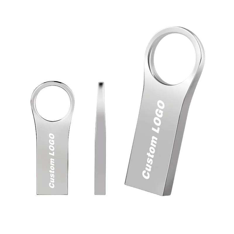 

Free Custom Laser Engraving LOGO Silver Metal Ring USB2.0 Flash Drive 4GB 8GB 16GB 32GB 64GB 128GB