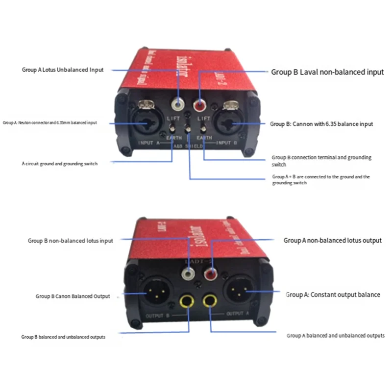 -A90P Изолятор аудиосигнала XLR 6,35 Фильтр общего заземления Токовый звук Универсальный для нескольких сценариев