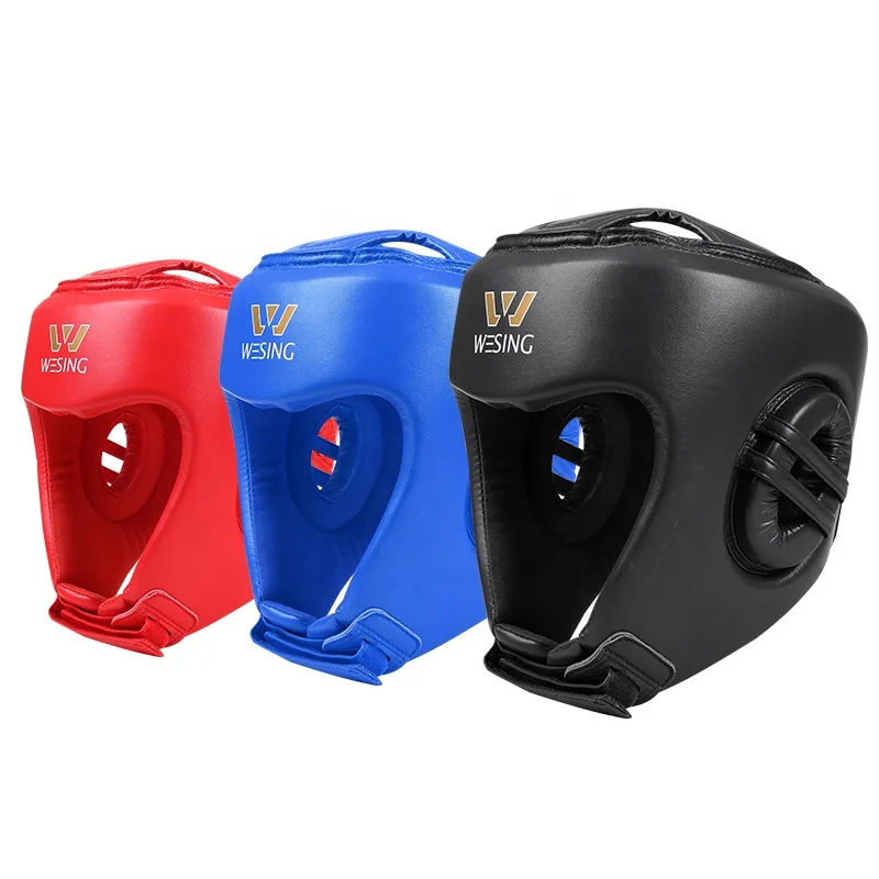 IWUF Approved Wushu Sanda Sparring Headgear Pu Leather Martial Arts Competition Head Guard
