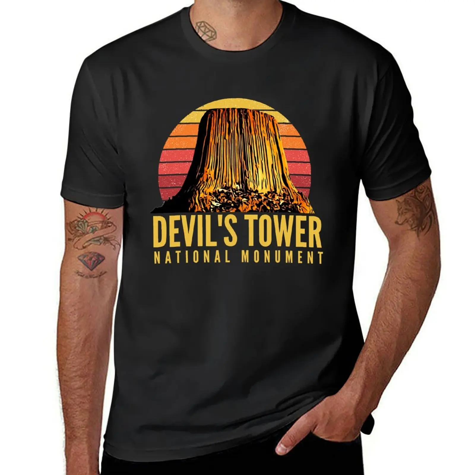 Camiseta Vintage de la Torre del Diablo para hombre, prenda de vestir personalizada, con temática de monumentos nacional y Turismo, nueva edición