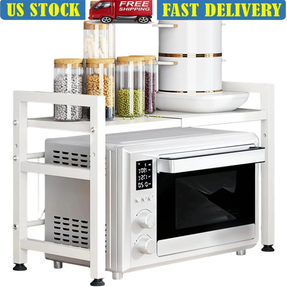 

Expandable Adjustable Microwave Oven Rack Heavy Duty Kitchen Storage Stand Organizer Shelving Unit Countertop Toaster Shelf