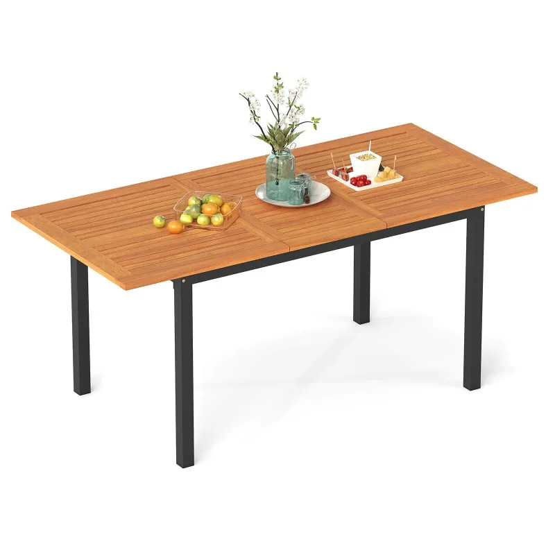 

Extendable Patio Dining Table for 4-8 People w/1.97” Umbrella Holes, Metal Legs