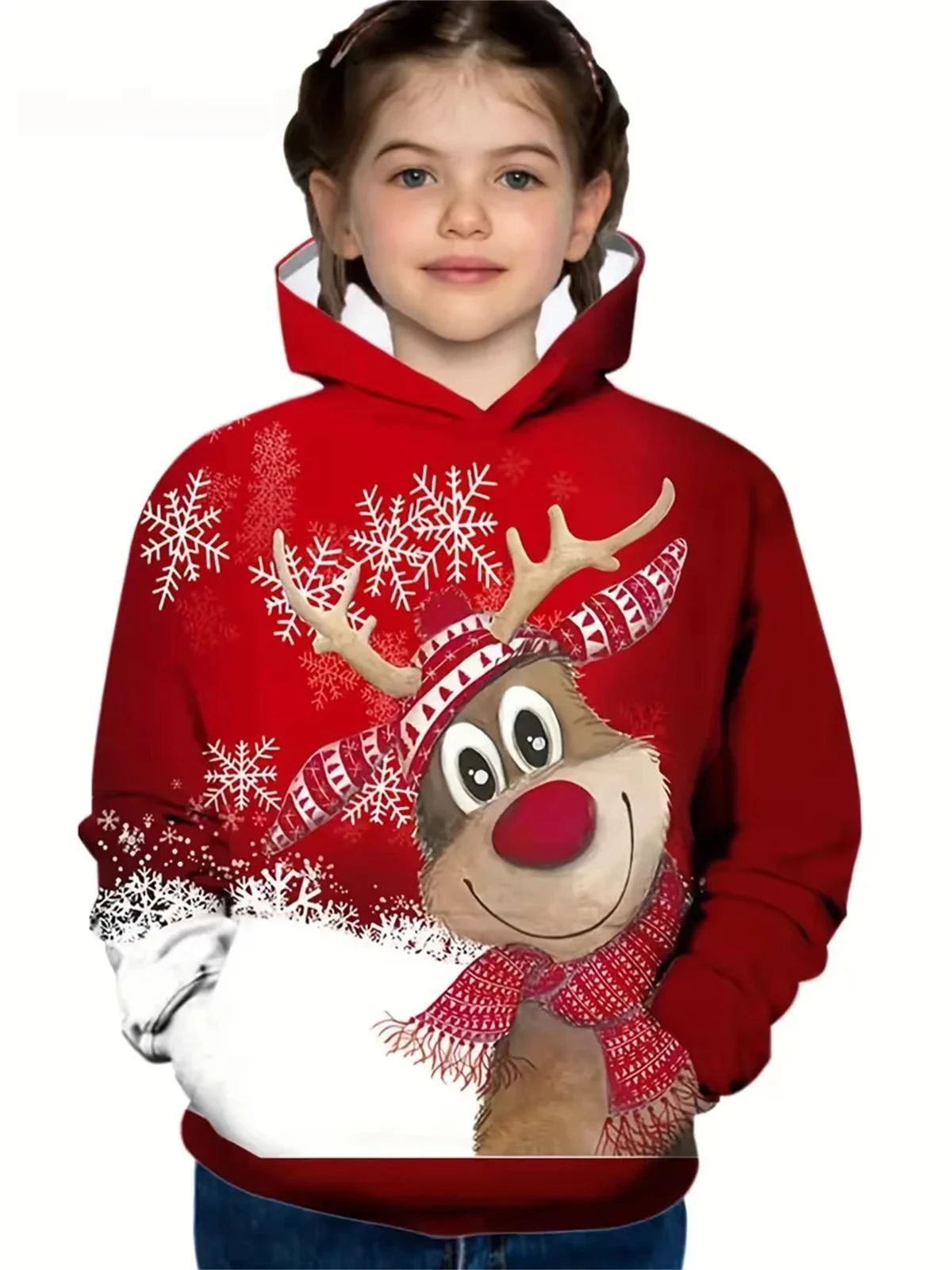 Kids Clothes Funny Merry Christmas Hoodies Reindeer Long Sleeve Thin Sweatshirt for Boys Girls 2-10Y Xmas Gift for Children Top