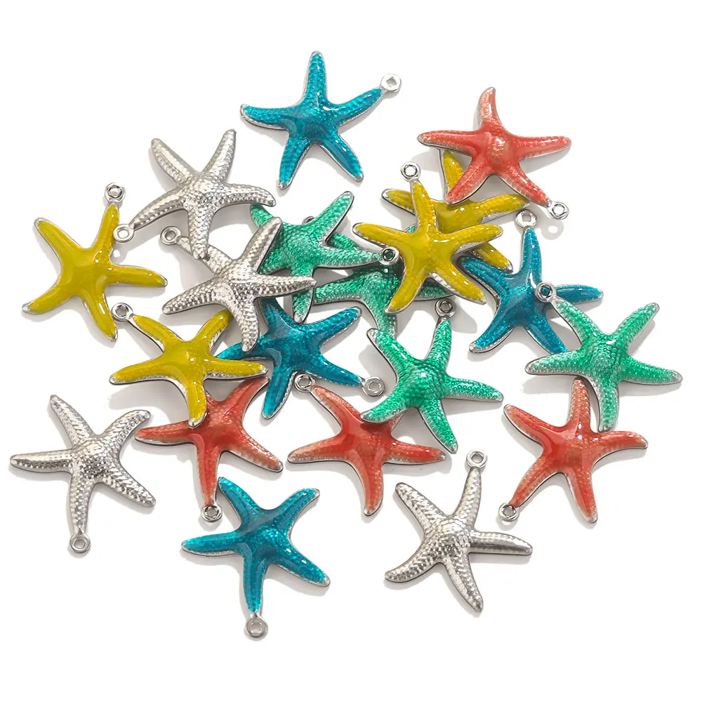 20pcs Stainless Steel Starfish Charms For Jewelry Making DIY Necklace Bracelet Sea Start Pendants Jewelry Making Accessories