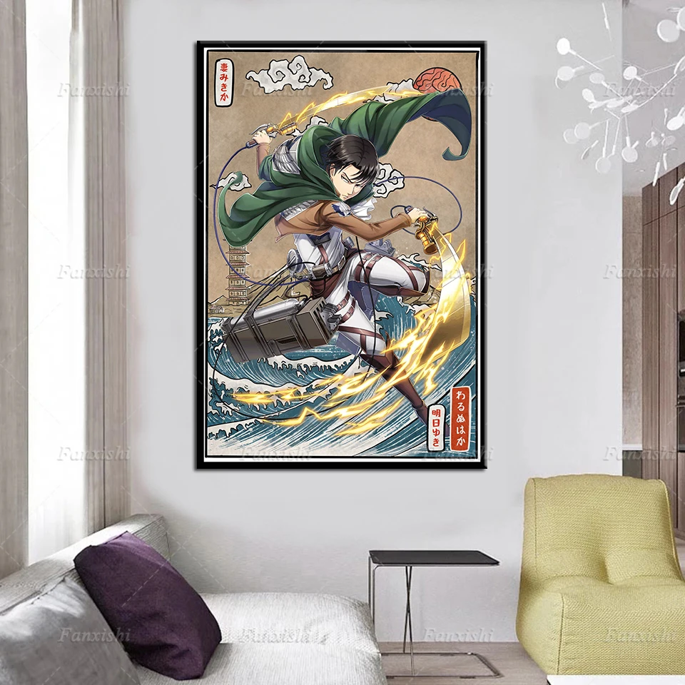 Levi Attack On Titan Japan Anime Prints Vintage Wall Art Work Canvas Poster Nordic Home Modern Living Room Decor Painting Gift