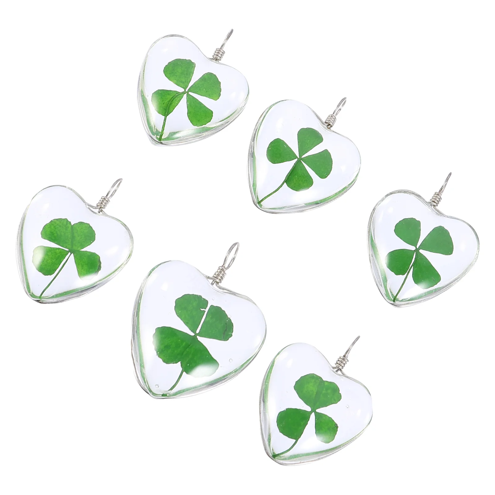 

6 Pcs Birthstone Necklace Four Leaf Pendant Key Chain Collar Jewelry Charm Man