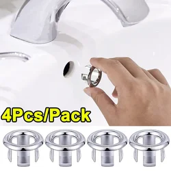 4PCS Kitchen Bathroom Basin Trim Bath Sink Hole Round Overflow Drain Cap Cover Overflow Ring Hollow Wash Basin Overflow Ring