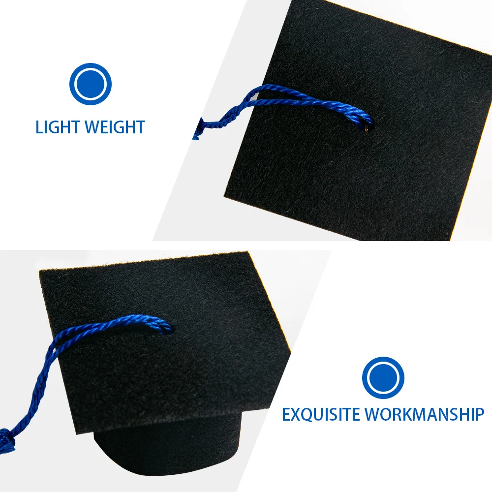 10pcs Mini Graduation Cap Bottle Topper Party Wine Bottle Cover Decor Bachelor Hat with Tassel 2024 Graduation Season Souvenir - view 5