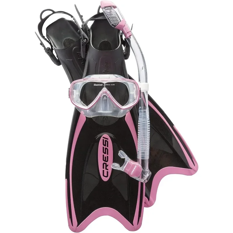Cressi Juego de snorkel de viaje premium ligero para adultos - Máscara y aletas Made in Italy - Conjunto Palau: de Cressi, Calidad desde 1946
