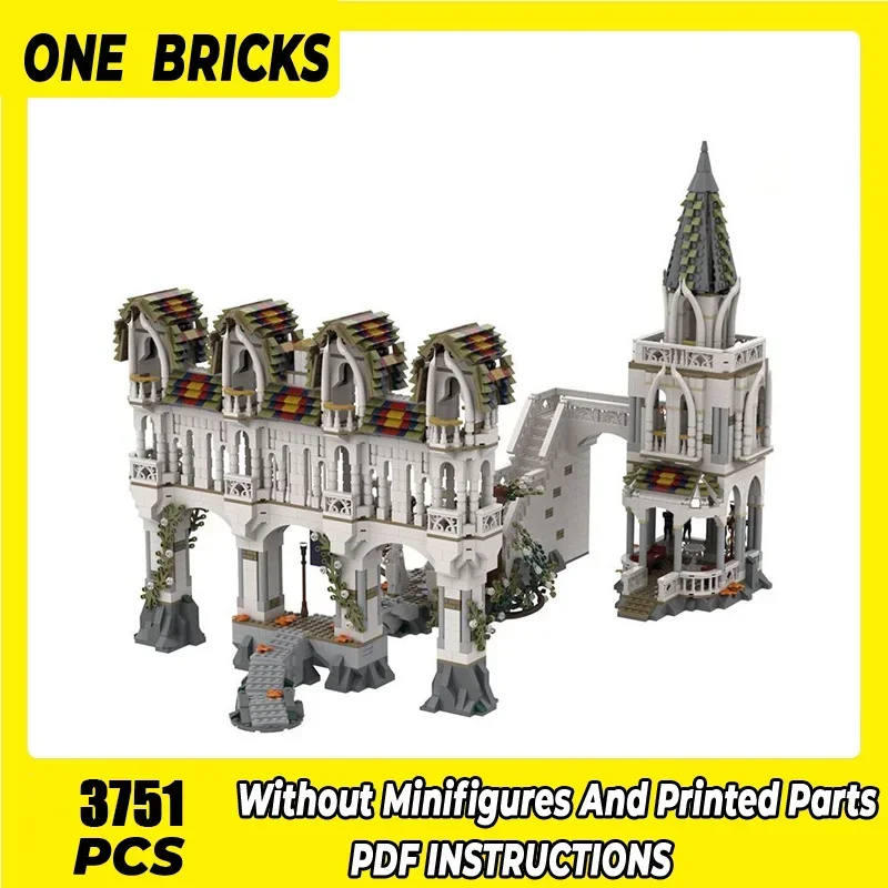 Castle Bricks Magical Rings Moc Building Blocks Movie Scene Rivendell Gates Model DIY Assembly Street View Toys Child Gifts