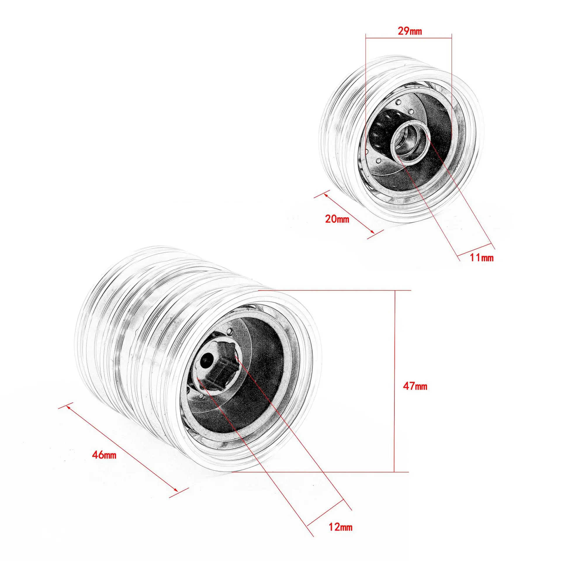 6 sztuk metalowa przednia i tylna podwójne koło piasta kompletny zestaw do 1/14 Tamiya RC Trailer ciągnik siodłowy części do ulepszenia samochodów