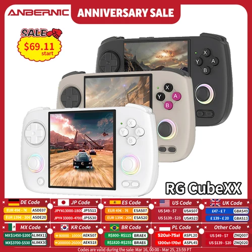 Imagen 1 del producto ANBERNIC-consola de juegos portátil RG CubeXX, pantalla IPS de 3,95 "", 720x720, Linux, WIFI, Bluetooth, conexión HD, consola de videojuegos Retro